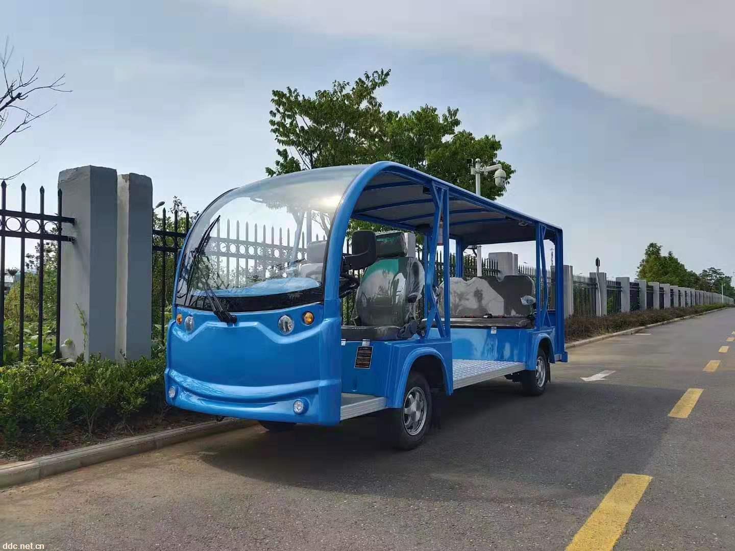 开敞式十一座电瓶观光车、蓄电池电瓶游览车